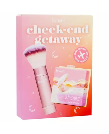 Coffret Benefit : Shellie Blush poudre compacte Warm Seashell-Pink 6 g + pinceau à poudre Benefit, 6 g