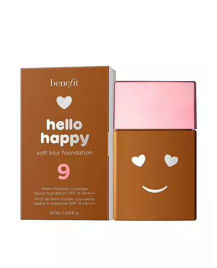 Benefit Hello Happy Soft Blur Mattes Finish Flüssige Grundierung 09 Tief neutral SPF 15, 30 ml
