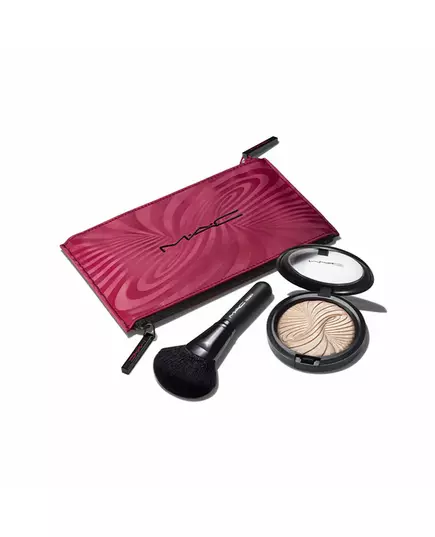 Trick Of The Light Extra Dimension Skinfinish Kit Set MAC: Textile Makeup Bag Burgundy + MAC Multi Face Brush 143S + Extra Dimension Skinfinish Highlighter Powder Magnetic Attraction, 9 g, Bild 2