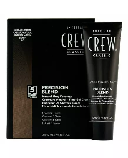 Set Trio American Crew Precision Blend Semi-permanente Haarfarbe 4-5 Natural Grey 3 stk, 3 × 40 ml