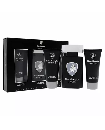 Set Tonino Lamborghini: Mitico Eau De Toilette For Men 125 ml + Mitico Hydration Shower Gel All Skin Types 100 ml + Mitico Hydrating After-Shave Balm, 125 ml