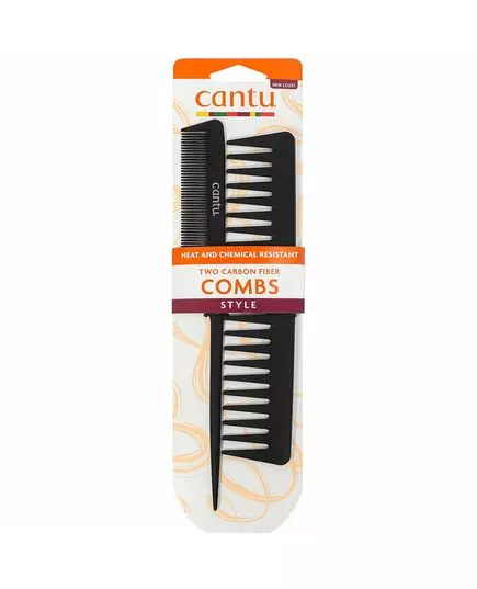 Set Duo Cantu Cantu Stylisme Peigne en plastique pour cheveux Noir, 2 pièces