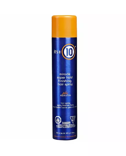 It's a 10 Miracle Super Hold Finishing Spray Plus Keratin Laque pour cheveux Style Tenue extra forte, 334 ml