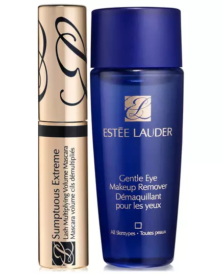 Extreme Lashes Set Estee Lauder: Gentle Eye Makeup Remover Lotion 30 ml + Sumptuous Extreme Waterproof Volumizing Mascara Black, 30 ml
