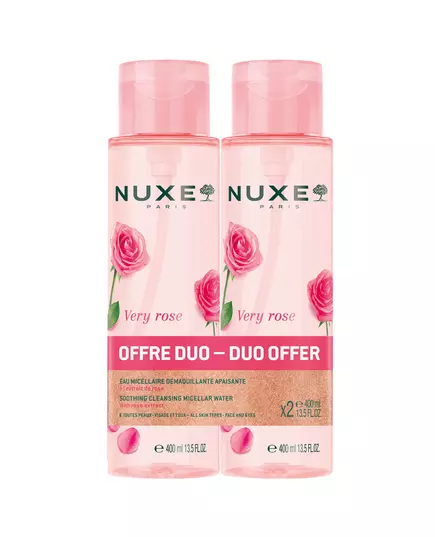 Duo Set Nuxe Very Rose Reinigung & Beruhigung Mizellenwasser Für empfindliche Haut 2 stk, 2 × 400 ml
