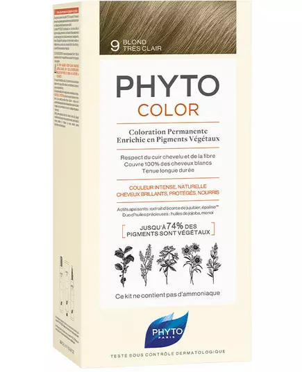 Phyto Color Teinture permanente pour cheveux 9 Very Light Blonde, 50 ml