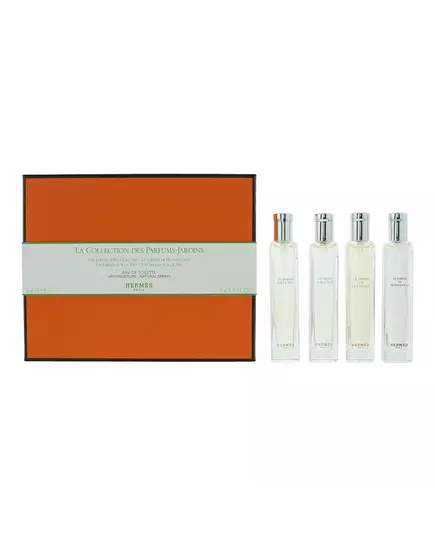 Set Hermes: Un Jardin Sur Le Nil Eau De Toilette Unisex 15 ml + Un Jardin Sur Le Toit Eau De Toilette Unisex 15 ml + Un Jardin Sur La Lagune Eau De Toilette Unisex 15 ml + Le Jardin de Monsieur Li Eau De Toilette For Women, 15 ml