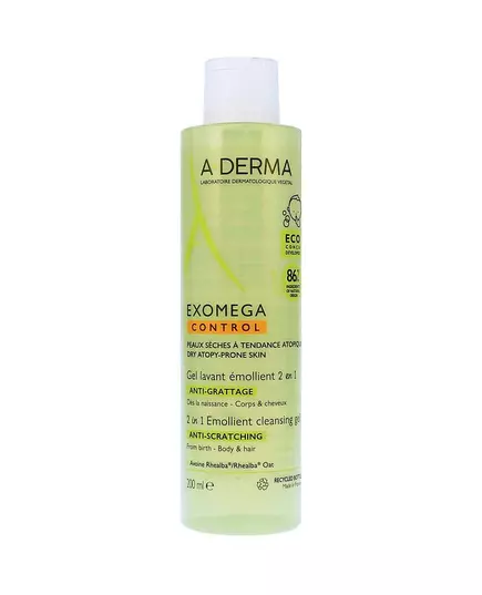 A-Derma Exomega Control Anti-Scratching & Soothing Reinigungsgel Für Haar & Körper, 200 ml