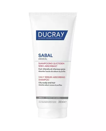 Ducray Sabal Argeal Kaolin Shampooing traitement capillaire Purifie Pour cheveux gras, 200 ml