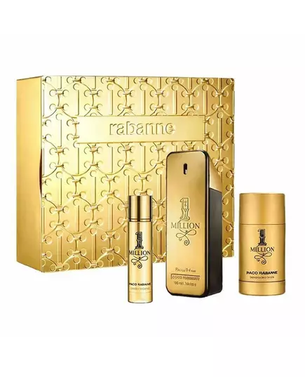 Set Paco Rabanne: 1 Million Eau De Toilette For Men 100 ml + 1 Million Eau De Toilette For Men 10 ml + 1 Million Deodorant Stick For Men, 100 ml