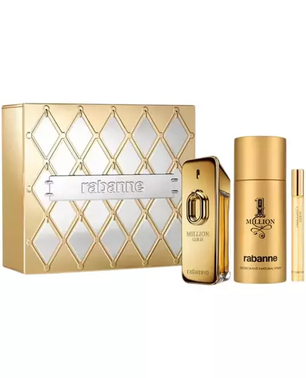 Set Paco Rabanne: Million Gold Eau De Parfum For Men 100 ml + Million Gold Eau De Parfum For Men 10 ml + 1 Million Anti-Perspirant Deodorant Spray For Men, 100 ml