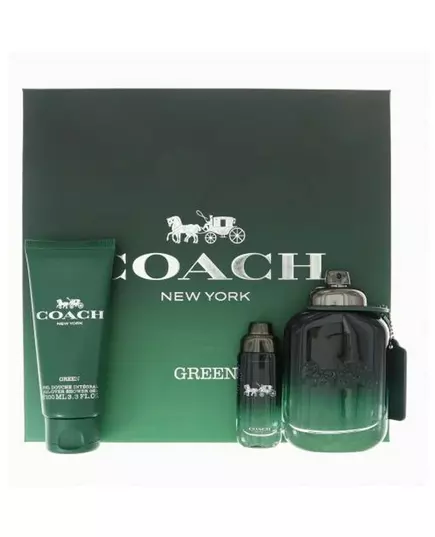 Set Coach: Green Eau De Toilette For Men 100 ml + Green Eau De Toilette For Men 15 ml + Green Shower Gel Body All Skin Types, 100 ml