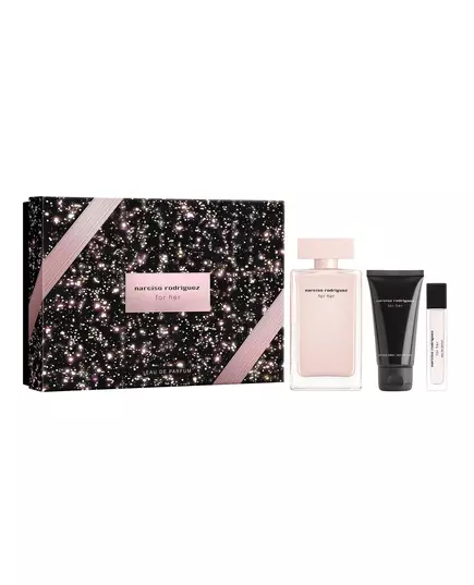 Set Narciso Rodriguez: For Her Eau De Parfum For Women 100 ml + For Her Hydrating Body Lotion 50 ml + For Her Eau De Parfum For Women, 3 Stück