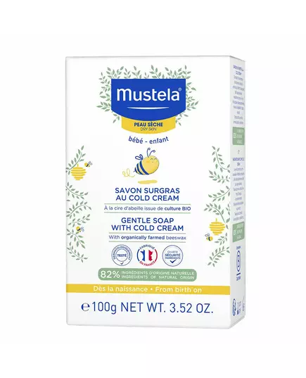 Mustela Cold Cream Natural Beeswax Sanfte Reinigung Seifenstück, 100 g