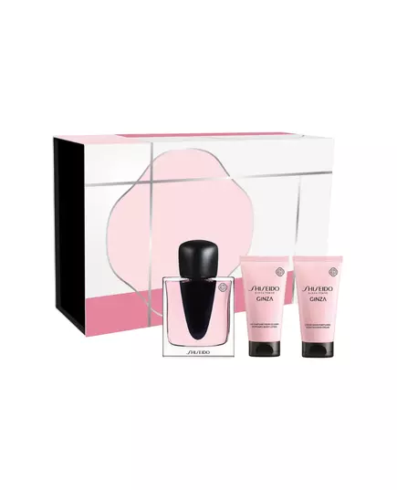 Set Shiseido: Ginza Eau De Parfum For Women 50 ml + Ginza Moisturizing Body Lotion 50 ml + Ginza Hydrating Hand Cream, 50 ml