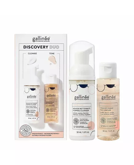 Duo Set Set Gallinee: Microbiome Skincare Prebiotics & Postbiotics Purifying Cleansing Foam 50 ml + Microbiome Skincare Prebiotics & Postbiotics Soothing Lotion For Face, 50 ml