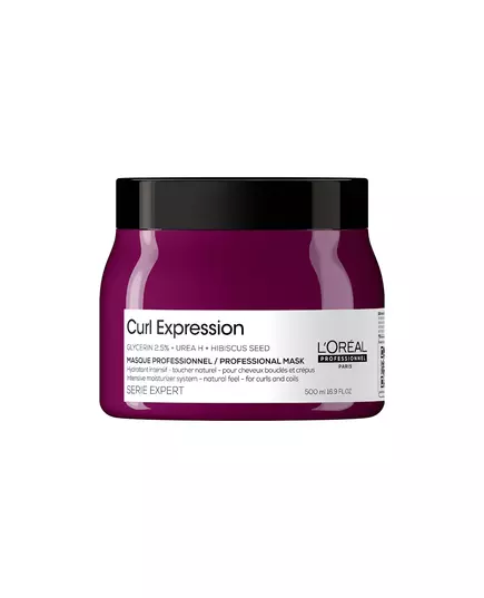 L'Oreal Professionnel Serie Expert Curl Expression Glycérine 2 5% + Urée H + Graine d'hibiscus Masque crème pour traitement des cheveux Hydratation intense, 500 ml