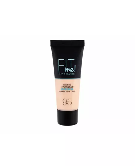 Maybelline Fit Me Matte + Poreless Fond de teint liquide 95 Porcelaine équitable, 30 ml