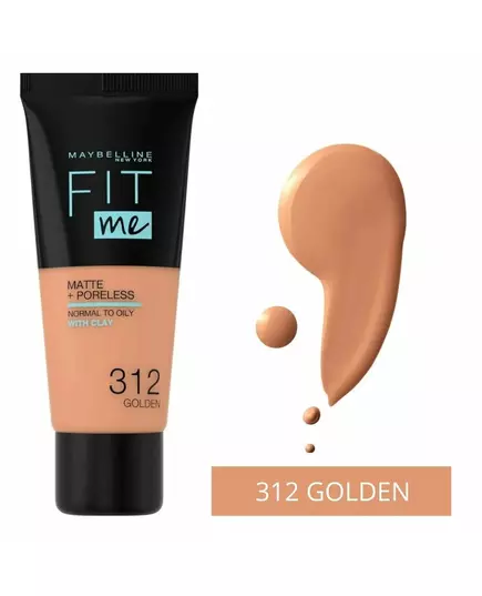 Maybelline FIT ME MATTE+PORELESS foundation #312-golden, 30 ml, image 4
