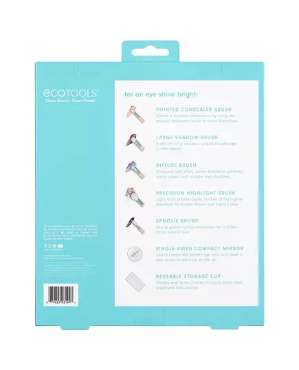 Brighter Tomorrow Set EcoTools: EcoTools Pointed Concealer Brush + EcoTools Large Eyeshadow Brush + EcoTools Diffuse Eyeshadow Brush + EcoTools Precision Highlighter Brush + EcoTools Spoolie Eyebrow Brush + Compact Mirror Single-Sided + EcoTools, image 3