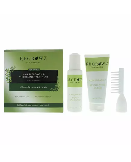 Set Regrowz: Homeopathic Scalp Serum Restorative 75 ml + Homeopathic Scalp Cream Treatment Hydrate & Protect 75 ml + Homeopathic Mini Hair Brush White, 75 ml, image 3