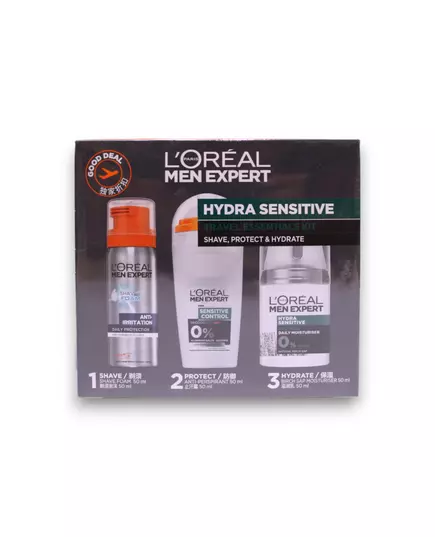 Travel Set L'Oreal Paris: Men Expert Alcohol-Free Hydrating & Regenerating Day & Night Cream For Face 50 ml + Men Expert Alcohol-Free Anti-Sweat Deodorant Roll-On For Men 50 ml + Men Expert Glycerin Against Irritation Shaving Foam, 50 ml, Bild 3
