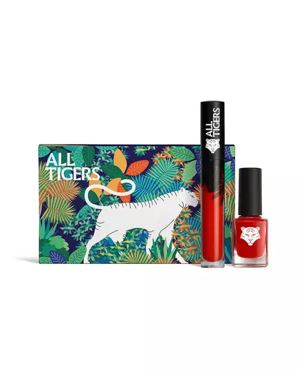 Set All Tigers: Natural & Vegan Liquid Lipstick 888 Call Me Queen 8 ml + Natural & Vegan Vegan Nail Polish 298 Hit It Big, 8 ml