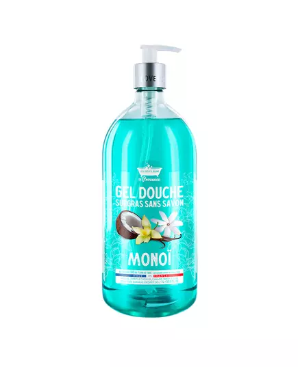 Les Petites Bains de Provence Monoi Gel douche Pour le corps le visage & les cheveux Pour peaux sensibles, 1000 ml