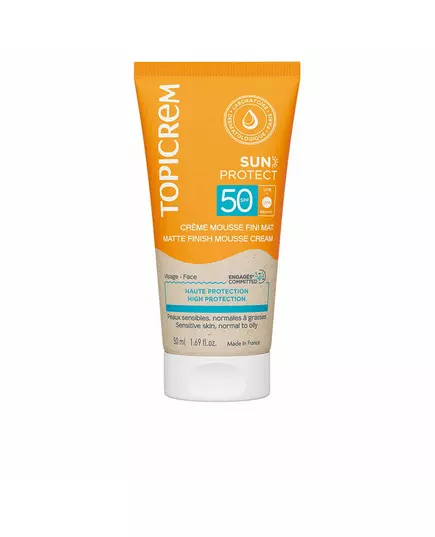 Topicrem SUN PROTECT Mousse-Creme mit mattem Finish SPF50+, 50 ml