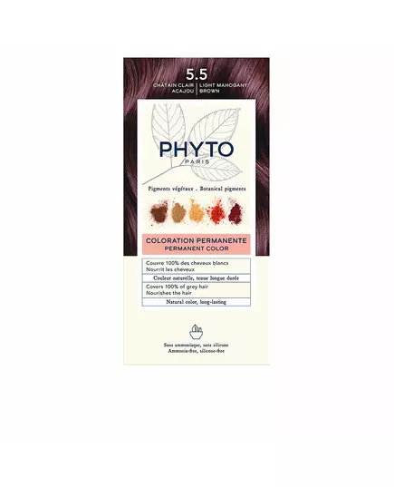 Phyto Color Kit Coloration Permanente Haarfarbe 5.5 Light Mahogany Brown, 50 ml