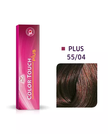 Wella Professionals Color Touch Plus Sans ammoniaque Teinture capillaire semi-permanente 55/04 Intense Light Natural Red Brown, 60 ml