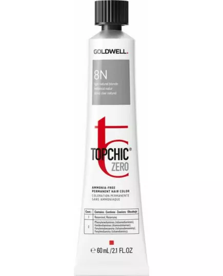 Goldwell TopChic Zero Sans ammoniaque Teinture permanente pour cheveux 8N Light Blonde, 60 ml