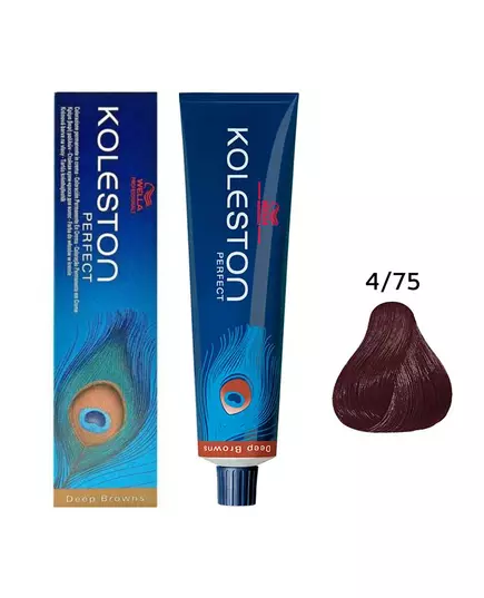 Wella Professionals Koleston Perfect Teinture permanente pour cheveux 4/75 Medium Brown Mahogany Brown, 60 ml