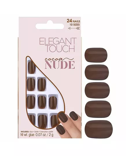 Ensemble Elegant Touch Nude Squoval Ongles artificiels Cacao, 24 pièces