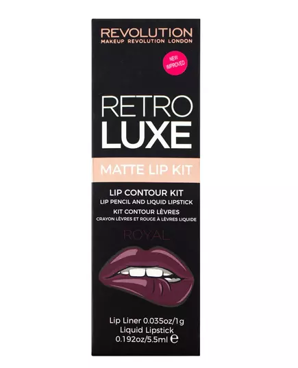 Set Makeup Revolution: Retro Luxe Matte Liquid Lipstick Royal 5.5 ml + Retro Luxe Lip Liner Royal, 5,5 ml, Bild 2