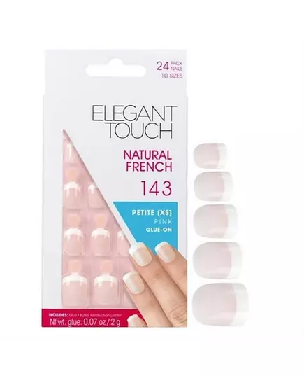 Setzen Elegant Touch Natural French Quadrat Künstliche Nägel Rosa 143 Klein (XS) 24 stk, 24 Stück