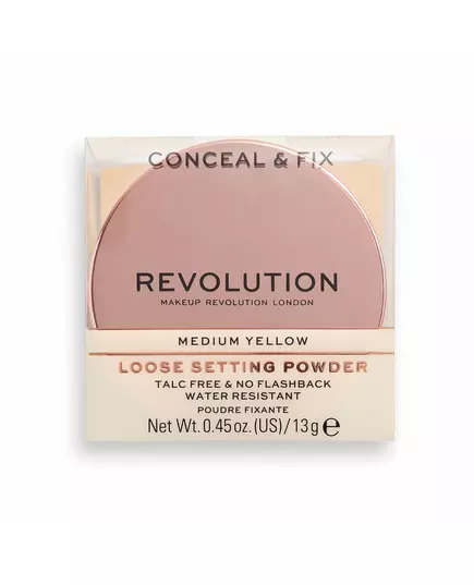 Makeup Revolution Conceal & Fix Végan Poudre fixante libre Jaune moyen, 13 g, image 2