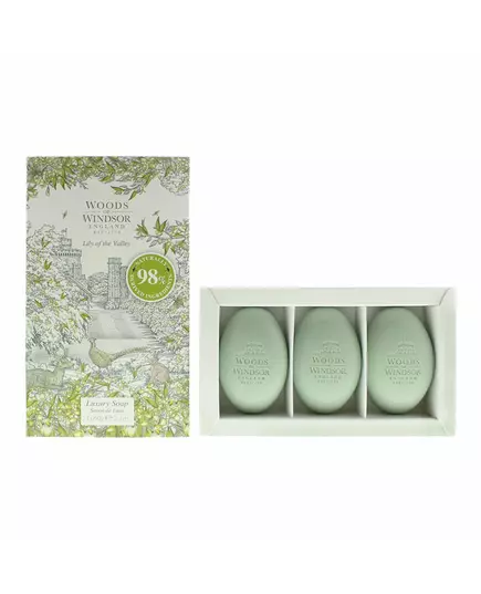 Set Trio Woods Of Windsor Lily Of The Valley Feuchtigkeitsspendend Massage-Seifenstück Sheabutter 3 stk, 3 Stück