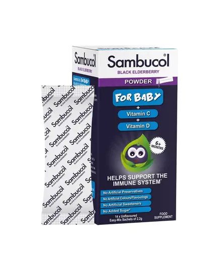 Sambucol Baby Powder Black Eldeberry Vitamin C & D Unterstützen Sie das Immunsystem Vitamine 14 stk, 14 × 2,2 g
