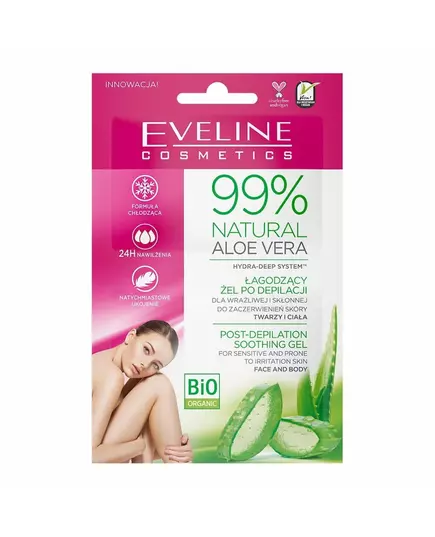 Duo Set Eveline Cosmetics 99% Natural Aloe Vera Beruhigend Körper After-Shave Gel Gesicht und Körper 2 stk, 2 × 10 ml