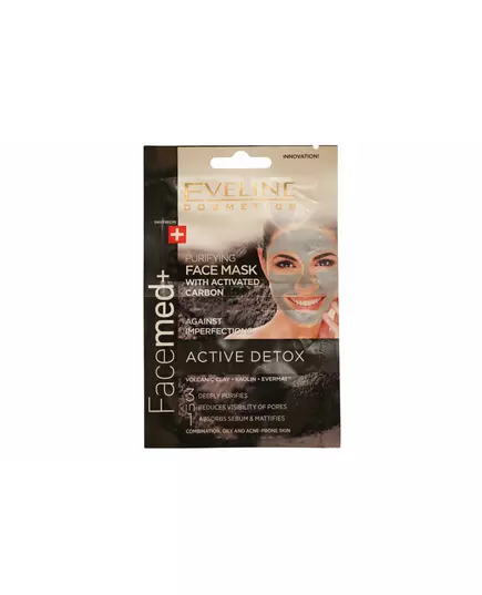 Duo Set Eveline Cosmetics Facemed+ Active Detox Carbon Entgiftend Tonerde-Maske 2 stk, 2 × 10 ml