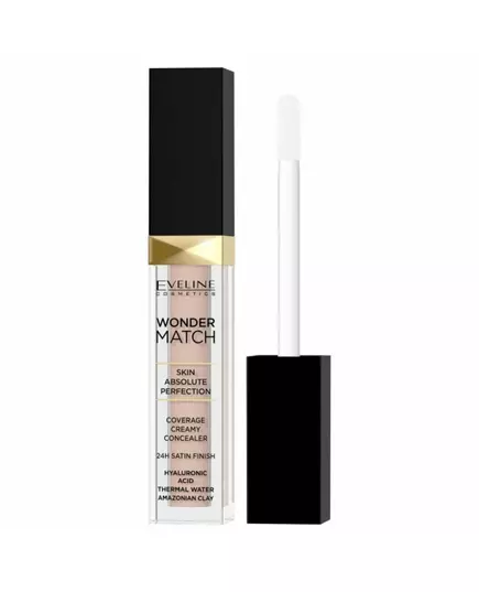 Eveline Cosmetics Wonder Match Acide hyaluronique Finition satinée Correcteur crème 20 Pêche, 6,8 ml