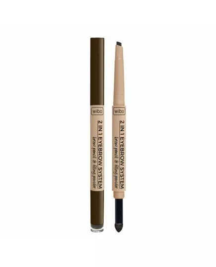Wibo 2 in 1 Eyebrow System Augenbrauencreme Stift Puder & Bürste 3-in-1 3 Dunkelbraun, 0,2 g