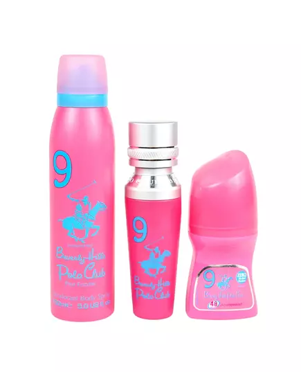 Set Beverly Hills Polo Club: No. 9 Eau De Parfum For Women 50 ml + No. 9 Anti-Perspirant Deodorant Roll-On For Women 50 ml + 1982 - Sport 9 Freshness Body Spray, 50 ml