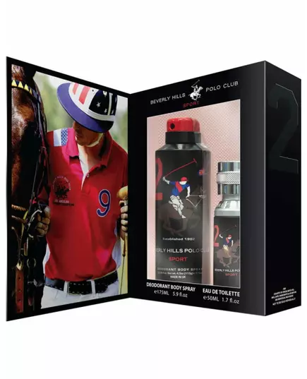 Gift Set Beverly Hills Polo Club: 1982 - Sport 2 Eau De Toilette For Men 50 ml + 1982 - Sport 2 Anti-Perspirant Deodorant Spray For Men, 50 ml