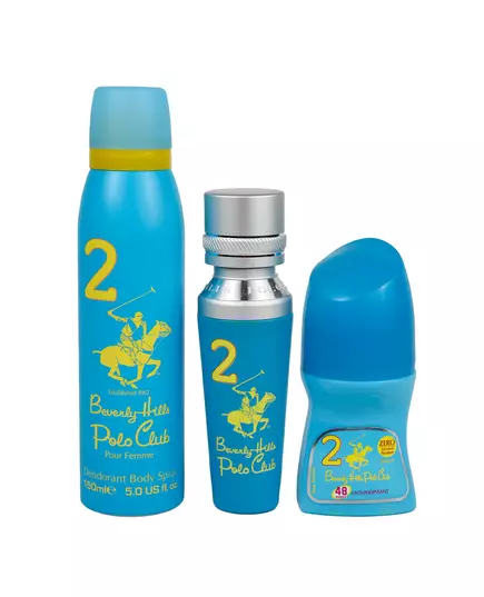 Set Beverly Hills Polo Club: No. 2 Eau De Parfum For Women 50 ml + No. 2 Anti-Perspirant Deodorant Roll-On For Women 50 ml + 1982 - Sport 2 Freshness Body Spray, 50 ml