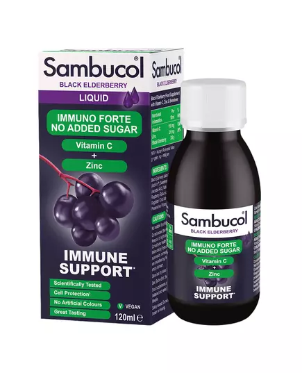Sambucol Immuno Forte Zuckerfrei schwarze Holunderbeere Vitamin C und Zink Unterstützen Sie das Immunsystem Sirup, 120 ml, Bild 3