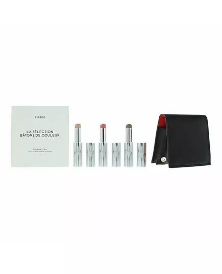 Orange Set Byredo: Colour Stick Multifunctional Eyeshadow Stick 509 Solar Flare 3.5 g + Colour Stick Multifunctional Eyeshadow Stick Kumato Face 3.5 g + Colour Stick Multifunctional Eyeshadow Stick Flower Play 3.5 g + Byredo GWP Leather Pouch, 3,5 g