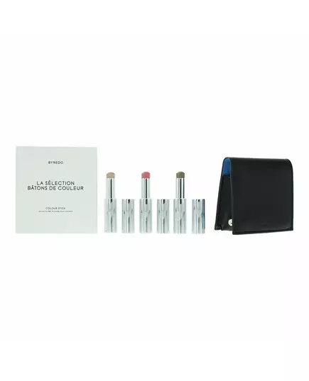 Blue Set Byredo: Colour Stick Multifunctional Eyeshadow Stick 509 Solar Flare 3.5 g + Colour Stick Multifunctional Eyeshadow Stick Kumato Face 3.5 g + Colour Stick Multifunctional Eyeshadow Stick Flower Play 3.5 g + Byredo GWP Leather Pouch, 3,5 g
