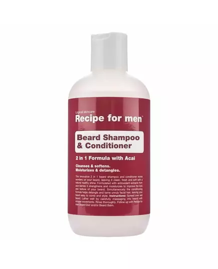 Recipe For Men Beard Shampoo & Conditioner Cleansing and Conditioning Bartshampoo Feuchtigkeit, 250 ml